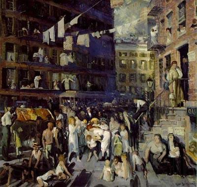 George Wesley Bellows Cliff Dwellers , 1913, oil on canvas. Los Angeles County Museum of Art